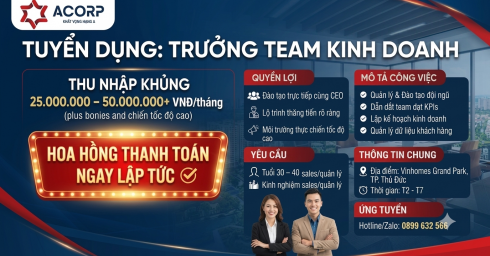  ACORP TUYỂN DỤNG TRƯỞNG TEAM KINH DOANH